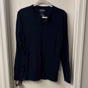 Express Men's Navy Long Sleeve Shirt